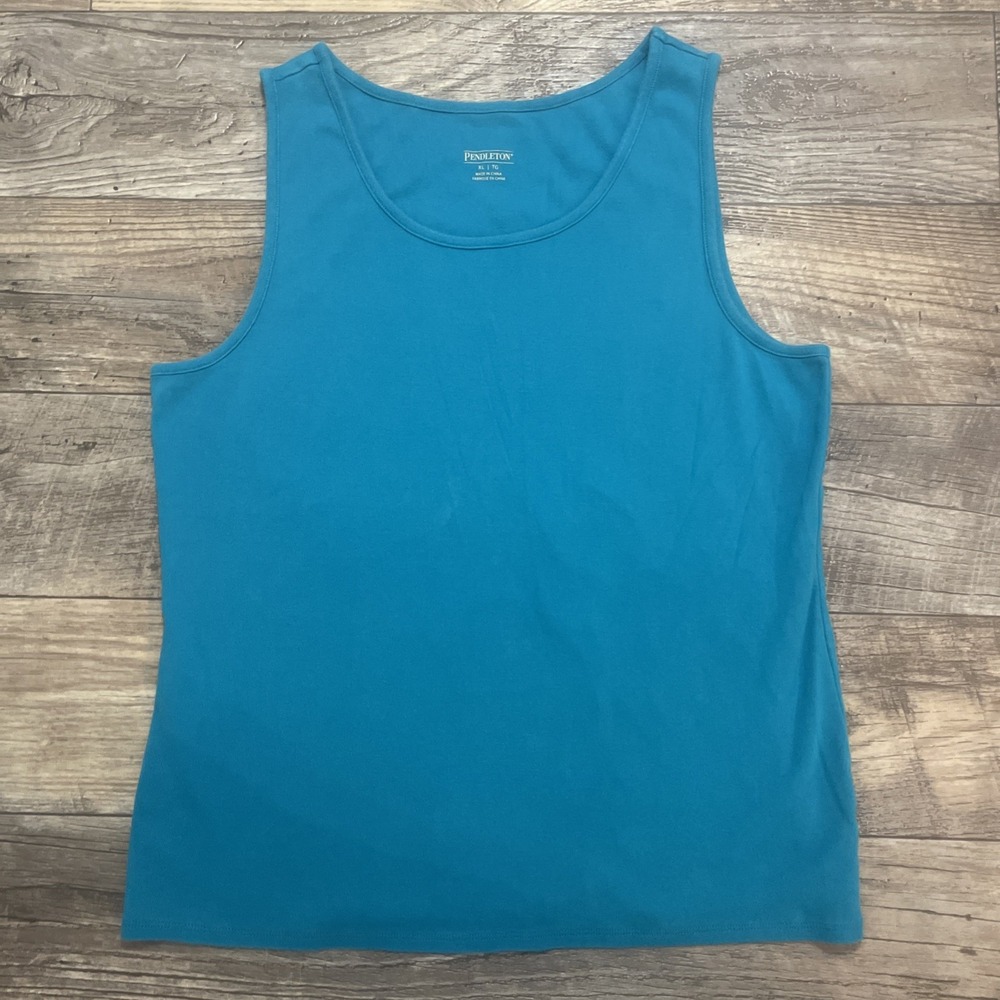 Pendleton Women's Blue Tank Top Sleeveless Casual Wear XL 100% Cotton